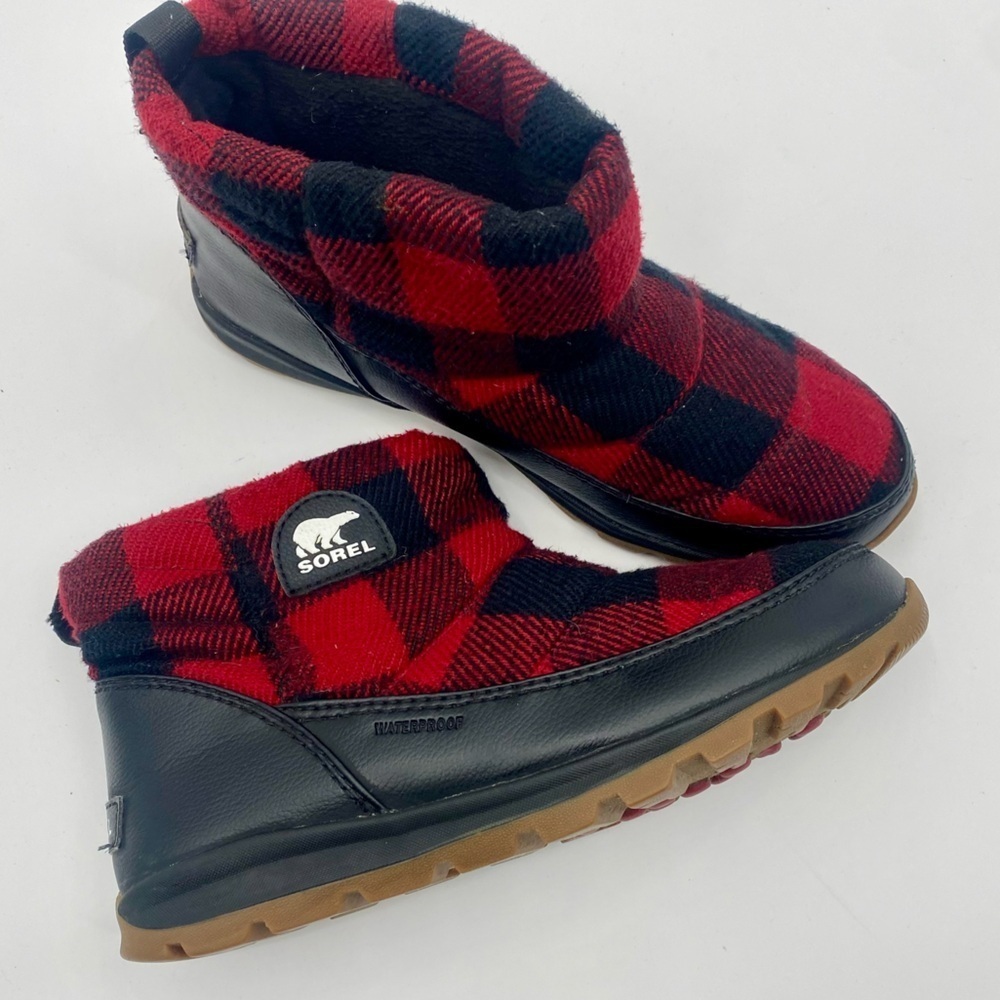 Sorel Red Black Buffalo Plaid Whitney Camp Boots size 7 - Picture 3 of 8